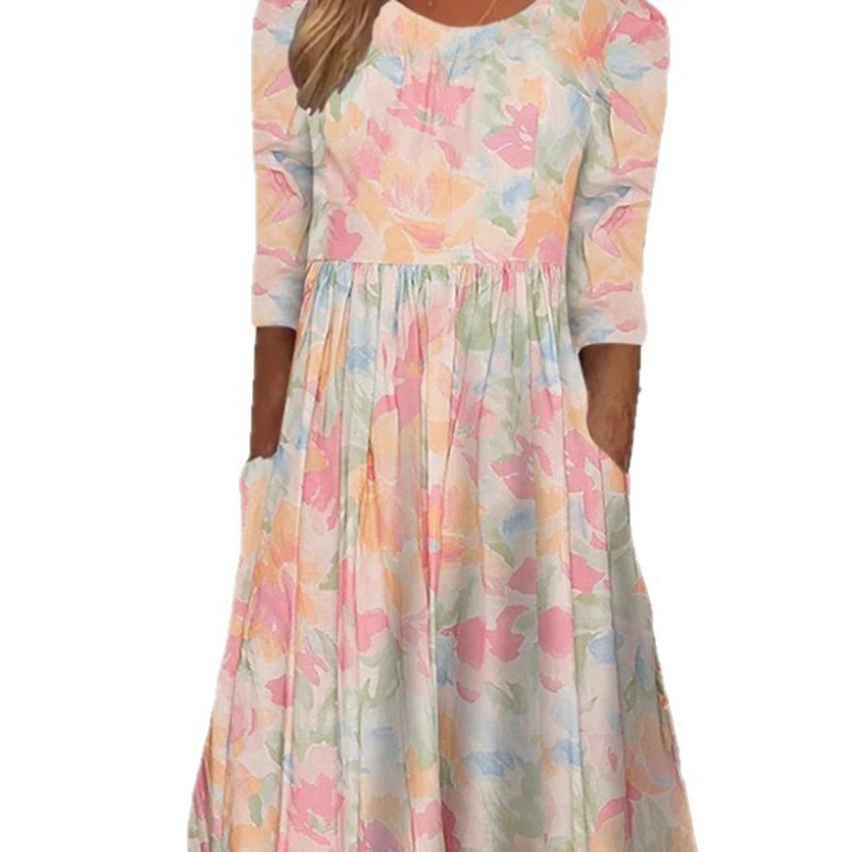 

New Women s Clothing, Floral Prints, Casual, Dresses, Long Skirts, Fresh S