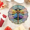 Hanging Wind Chime with Colorful Dragonfly Pattern 2D Kinetic Metal Art for Outdoor Courtyard Balcony Garden Decor