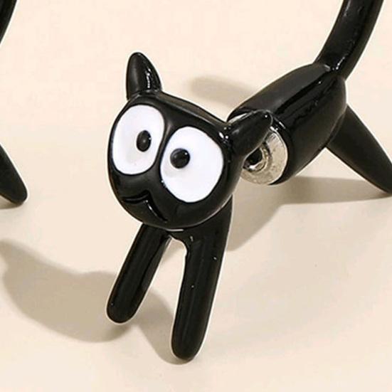 1 Pair Stud Earrings Piercing Style Polished Surface Cat Design Detachable Ear Studs Women Jewelry Collection