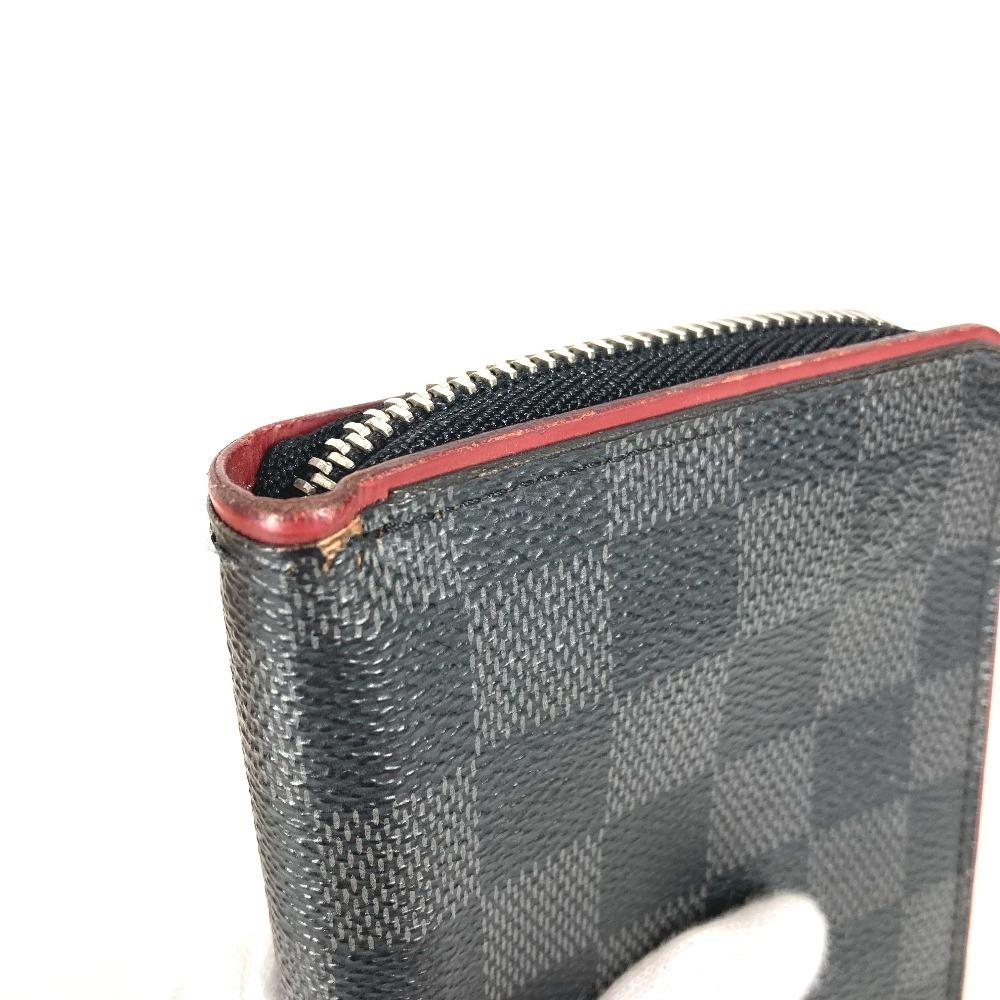 Louis Vuitton N63304 Damier Graphite Zippy Wallet Zip Around Wallet Black/Red