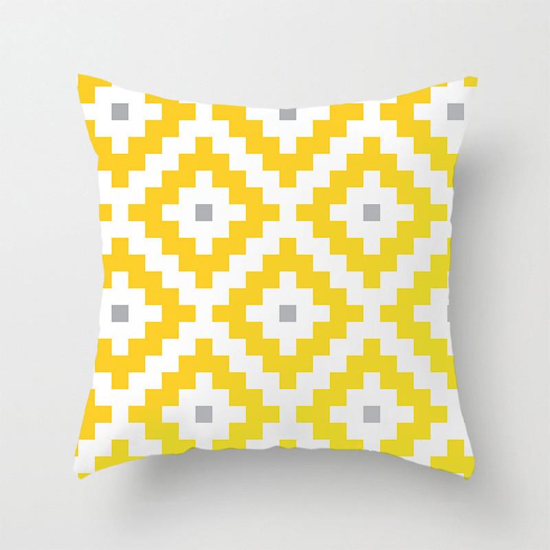 

Grey yellow geometric stripe printed pillowcase Modern home living room sofa Car office decoration Throw pillow 16x16Inch
