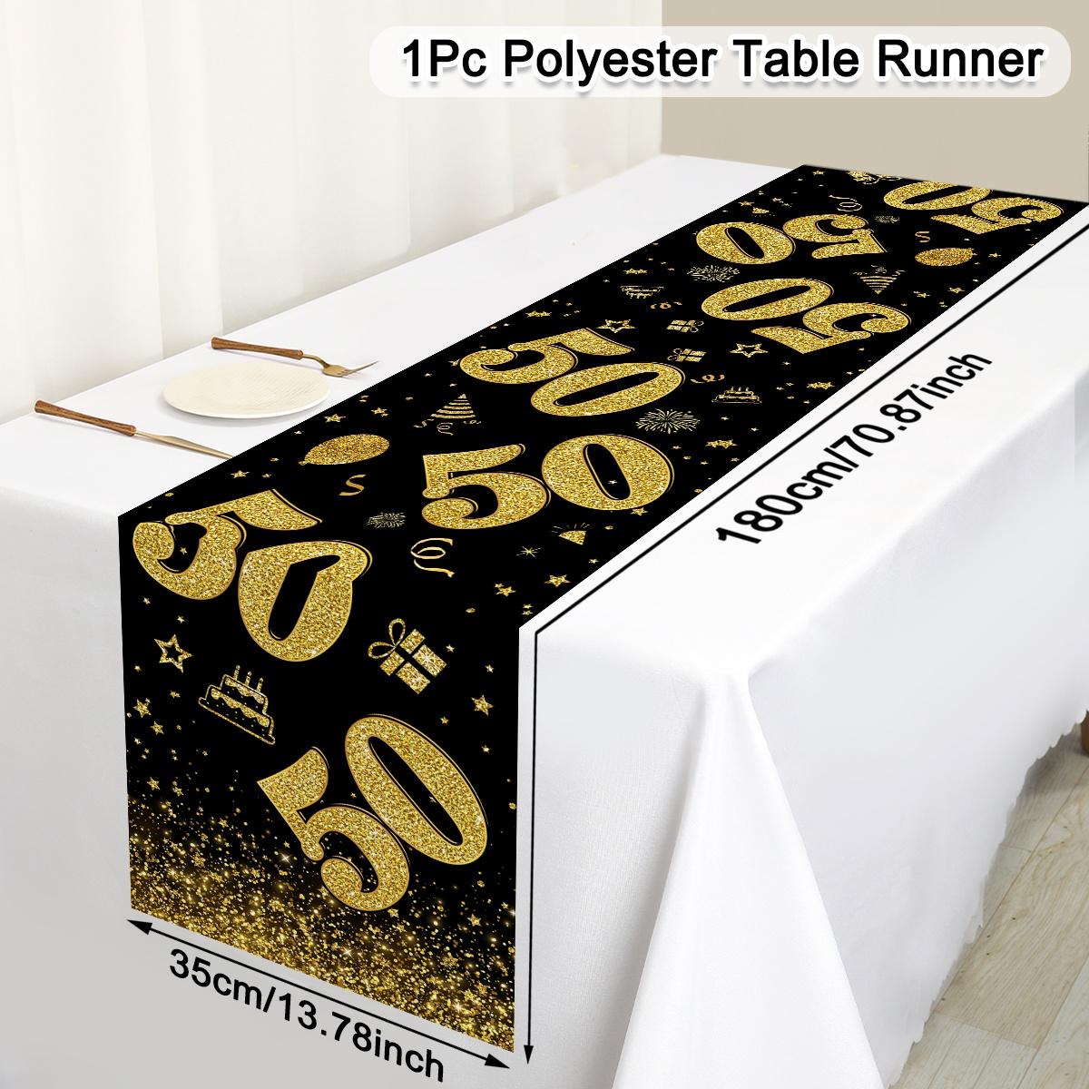 

18 30 40 50 Year Old Black Gold Table Runner Happy Birthday Party Decoration Adult 30th 40th 50th 60t Birthday Tablecloth Banner 50