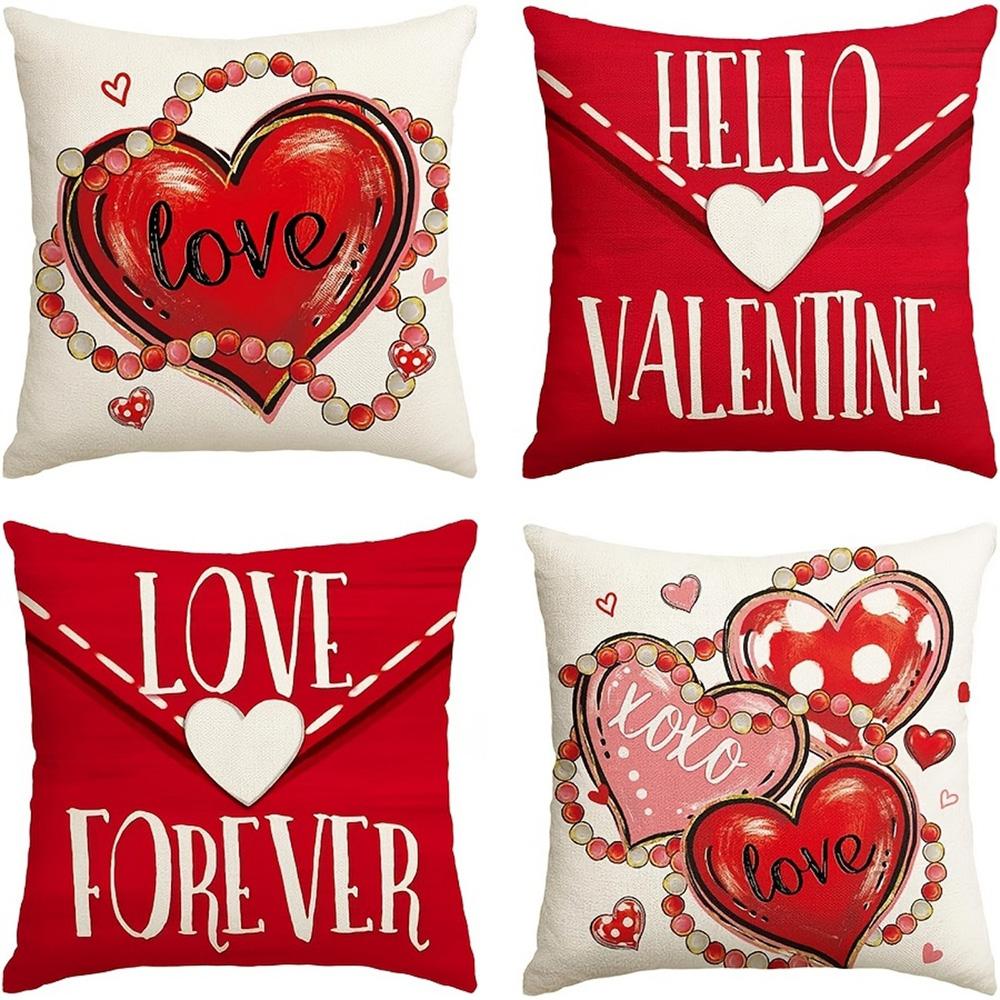 1/4 Stück Herzförmige Kissen zum Valentinstag: HALLO VALENTIN, LIEBE FÜR IMMER, und entzückende Liebesdesigns! Heimschlafzimmerdekoration
