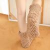 Women Winter Cute Bear Embroidery Fuzzy Slipper Socks Non Slip Warm Socks with Grips Furry Plush Sock for Home Sleeping