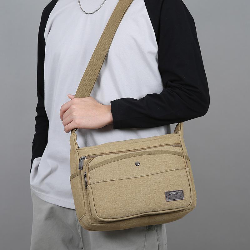 Men's Canvas Crossbody Bag - Durable Casual Shoulder Bag for Daily/Commute (4 Color Options)