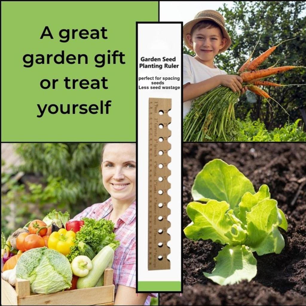 2Pcs Règle De Plantation En Bois Et Semoir Ensemble, Règle D'Espacement