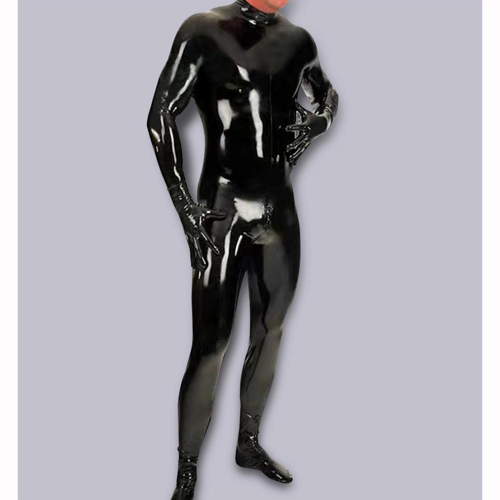 4Pcs/Set Wetlook Pvc Men Bodysuit Fitness Clothing Bodybuilding Clothes Body Shaper Full Coat Zentai Tights Catsuit Shapewear