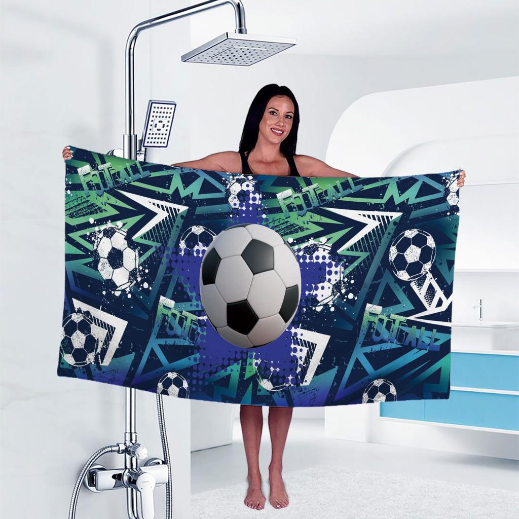 1pc Football Print Towel Sports Quick-Drying Super Absorbent Camping Towel Super Soft Lightweight Gym Swimming Yoga Beach Towel