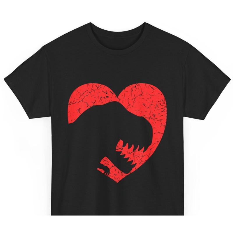 Dinosaur Heart Design T Shirt Unisex Heavy Cotton Tee S разноцветный