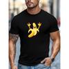 European Size Men's T-shirt, Minimalist and Stylish, Men's Banana with Rock Hand Gesture Pattern Summer Casual Crew Neck Short-sleeve T-shirt
