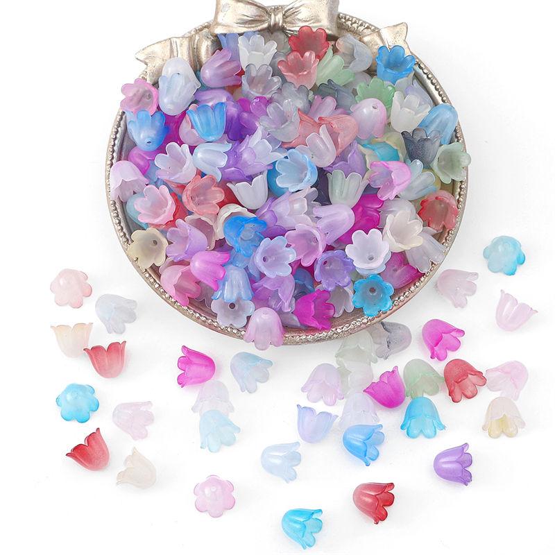 100 stk/pose Akryl Windbell Morning Glory Blomster Perler Charms for øredobber Armbånd DIY smykker håndverk