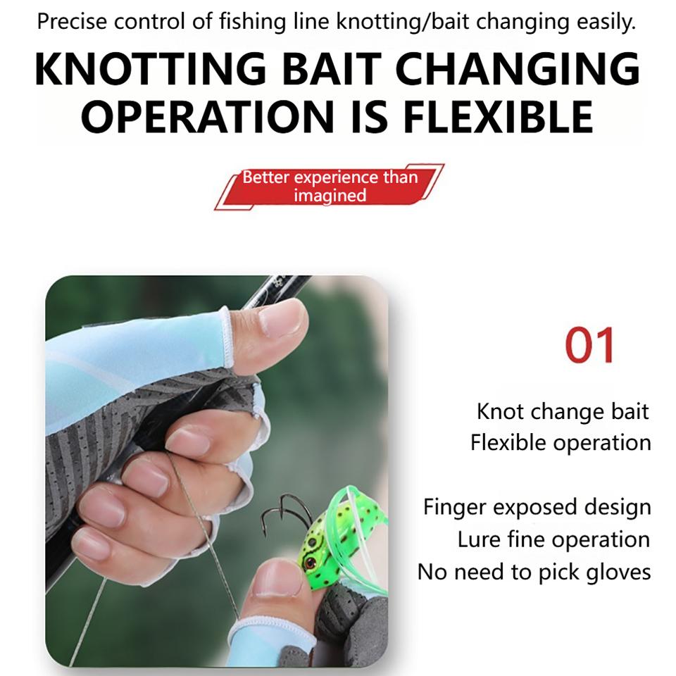 Summer Fishing Gloves Non-Slip Breathable Half Finger Ice Silk Gloves for Fishing Riding Unisex Wear-Resistant