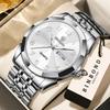 BINBOND Men's Quartz Watch Luxury Sturdy Luminous Waterproof Week Display Auto Date Accurate Stainless Steel Reloj