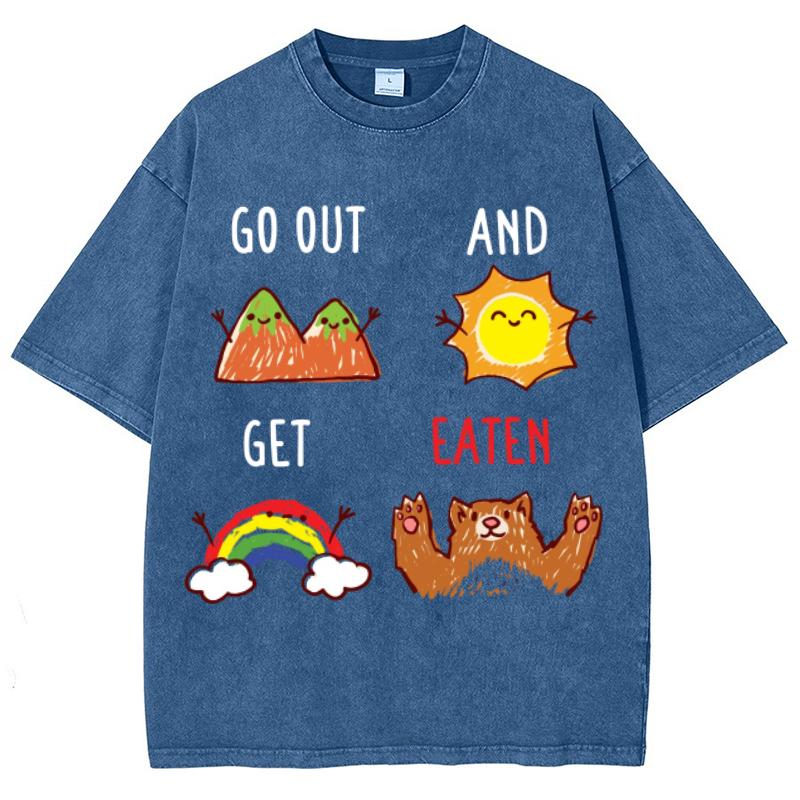 Girly Cartoon Graphic Print Washed Women T-Shirt Cotton Loose Oversized Short Sleeve Cute Design Top Tee