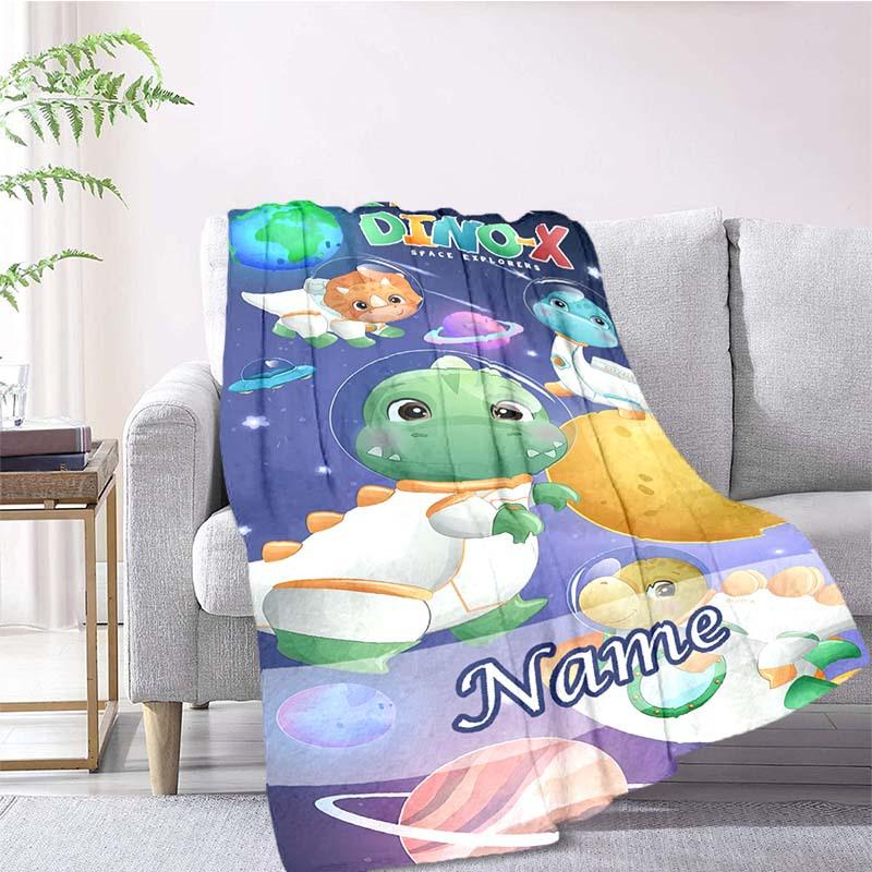 Dinosaur Planet Customize Your Name Blanket Used For Chair Office Sofa Bed Camping Soft And Warm Giving Friends And Relatives Birthday Graduation Gift