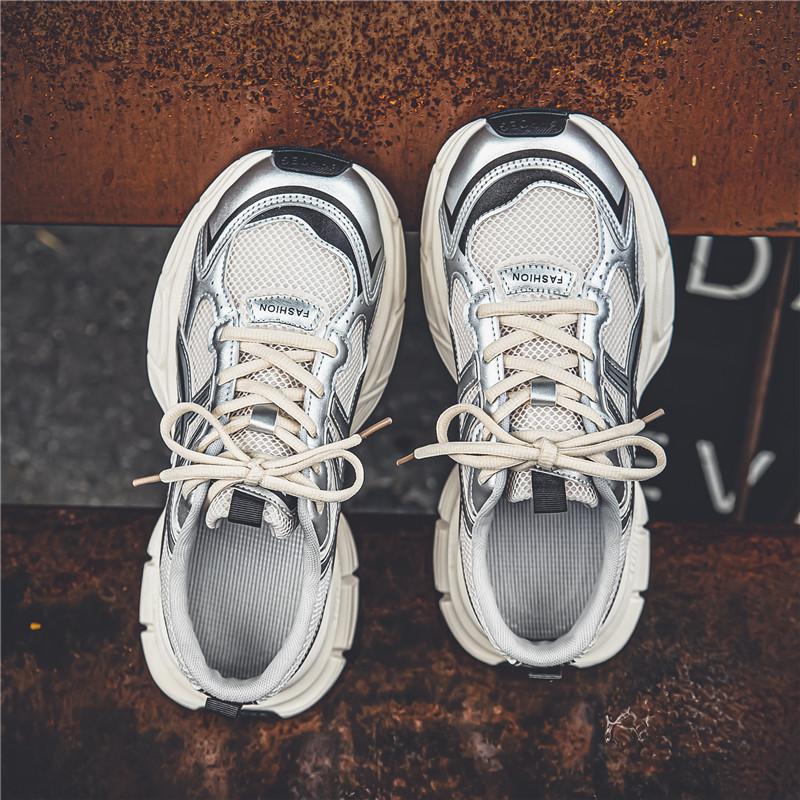 

Мужские большие противоскользящие и износостойкие модные кроссовки в стиле ретро на толстой подошве, модная обувь, спортивная обувь, повседневная обувь 44 серый