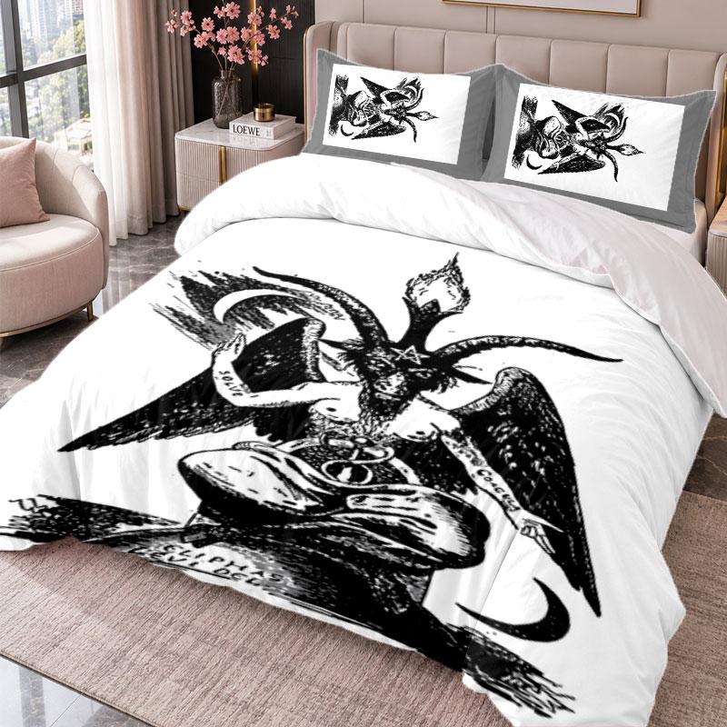 Baphomet 3Pcs Bedding Set Duvet Cover With Two Pillowcases For Bedroom Home Decoration