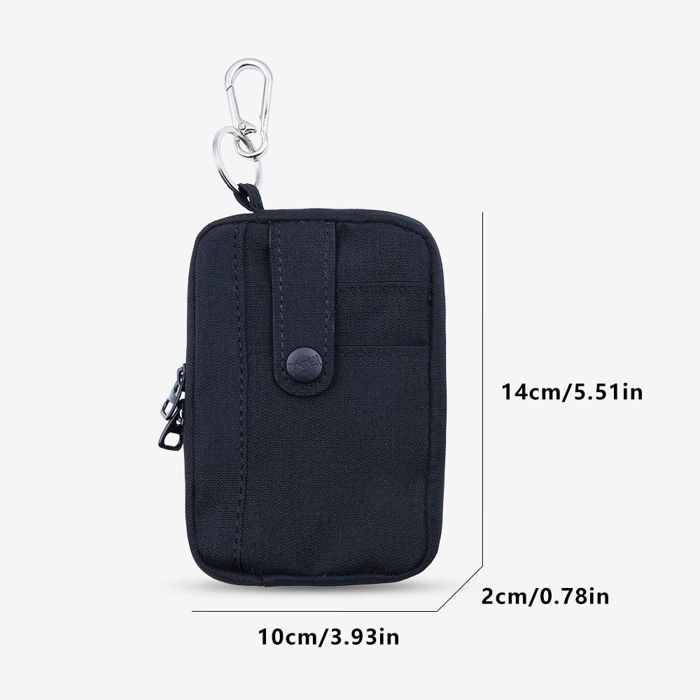 Portable Canvas Earphone Bag Square with Hanging Hook Mini Storage Bag Solid Color Ultralight Travel Coin Purse