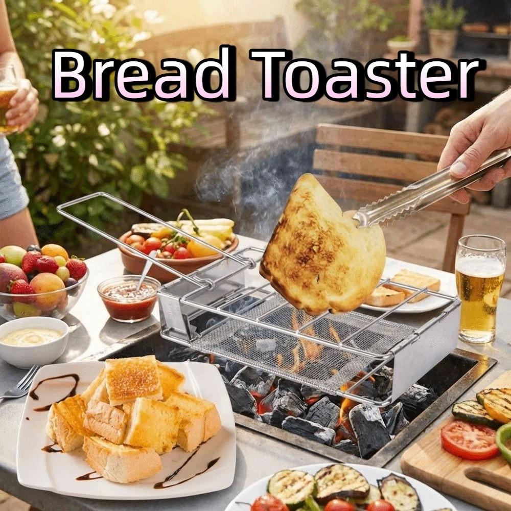 Stainless Steel Bread Toaster Folding Sausage Grilling Rack Barbecue Grill  Outdoor Camping