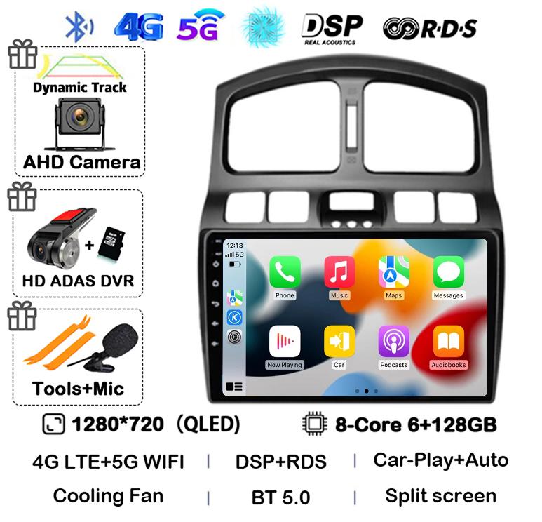 Android 14 Car Radio For Hyundai Santa Fe SM 2000-2012 For JAC S1 (Rein) 2007-2013 Multimedia Video Player Navigation Stereo DSP