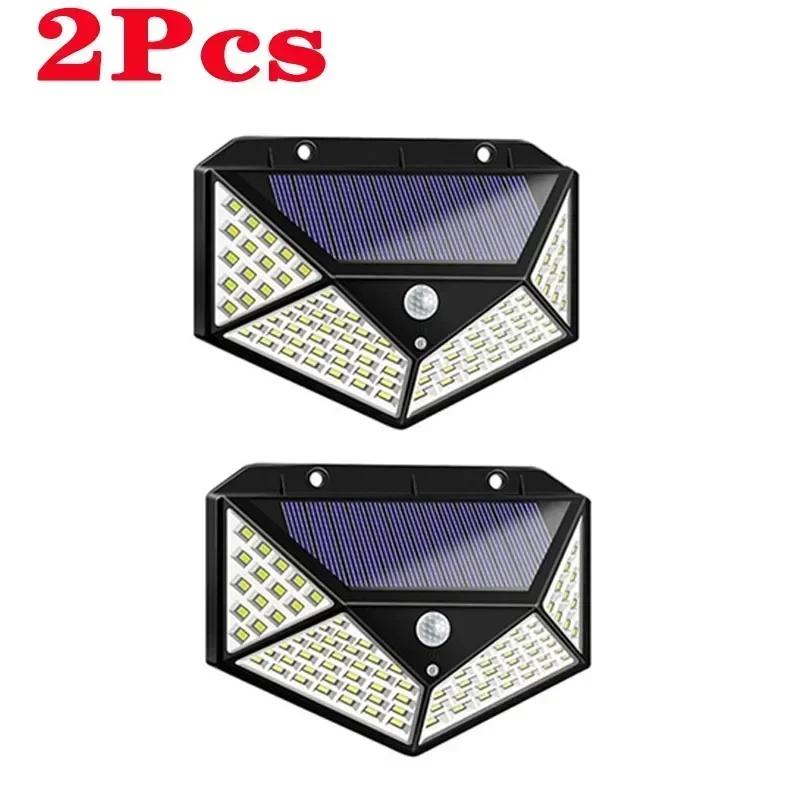 Set of 4, Solar Lights Outdoor, 3 Lighting Modes, 100 LEDs, Motion Sensing Wall Light, Weatherproof for Yard, Stairs, Garage