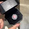 Exquisite luxury Design Zircon Sets with Pink Quartz Zircon Pendant Necklaces Earrings copper Color Rings Wedding 3 Piece Set