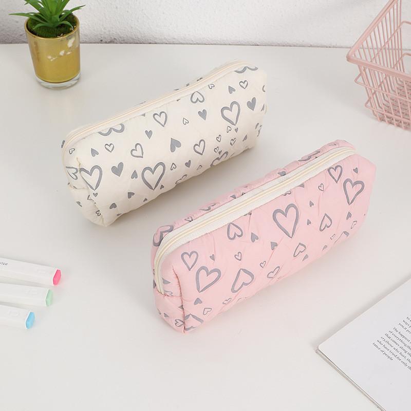 Cute Heartshaped Pencil Case With Large Capacity For Students And Office Use