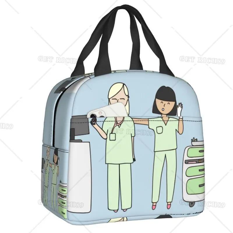 Cartoon Ladies Nurse Doctor Lunch Boxes Cute Lunch Bag High Quality Insulated Food Container for Nurse Adults Outdoor Activities