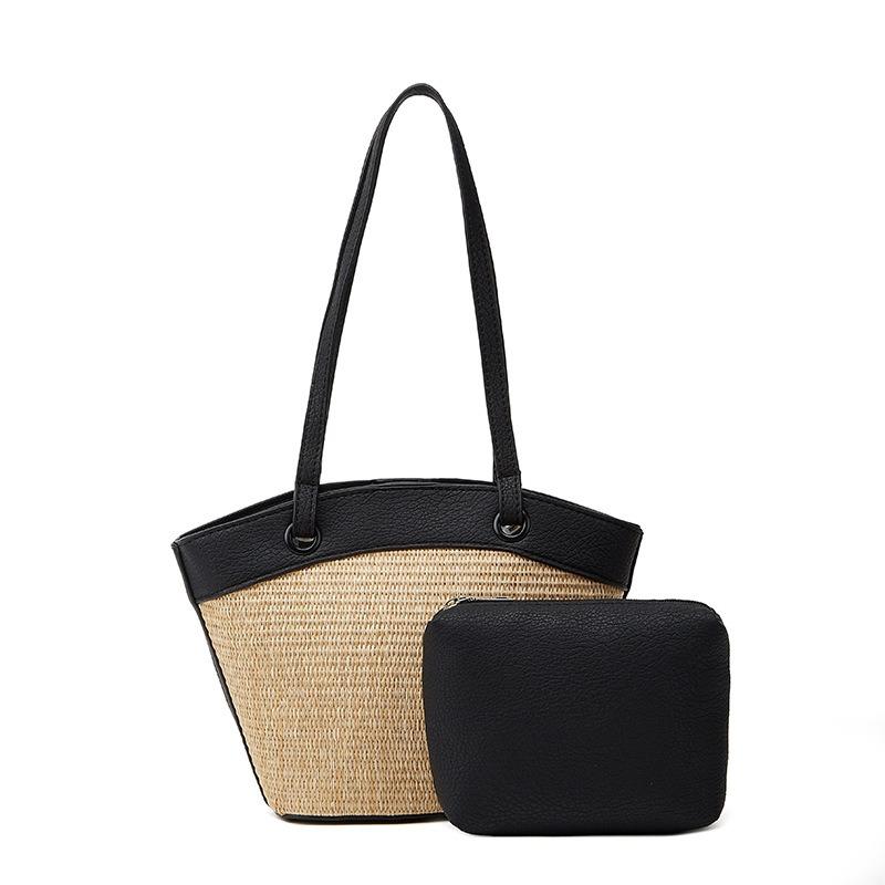 Vintage Straw Bag Handbag Women's Vacation Beach Style Casual Versatile Vegetable Basket Niche Shoulder Bag