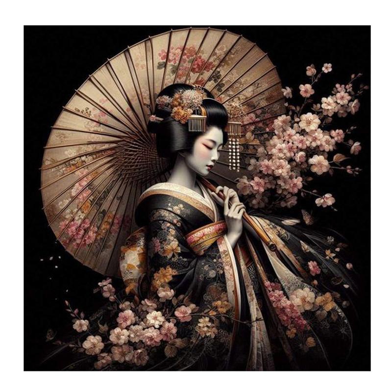 

Наборы для алмазной живописи, вышивка крестом, японская женщина, 5D, сделай сам, алмазная вышивка, портрет, стразы, полная мозаика, декор для дома Round 20x20cm