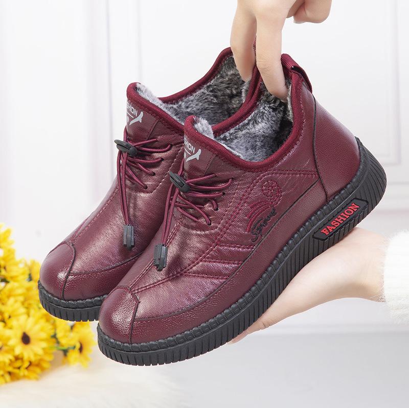 

Зимние женские хлопковые ботинки старого Пекина с напуском и утолщенные теплые материнские туфли нескользящие и водонепроницаемые хлопковые туфли для среднего и пожилого возраста бабушкины 36 красный