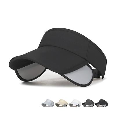 Summer Retractable Brim Sunscreen Sunshade Empty Top Hat Outdoor Solid Color Versatile Anti-Uv Sports Sun Hat