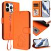 For iPhone 16 Pro Wallet Case with Wrist Strap Love Cat Pattern Imprint Leather Phone Cover