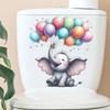 Watercolor Cartoon Elephant with Balloons Toilet Sticker Self-Adhesive Removable for Kids Bathroom Bedroom Decor