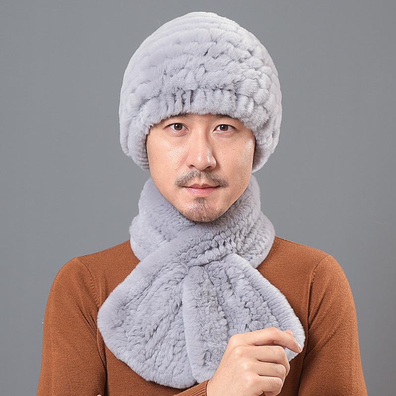 Fur hat medium old men autumn and winter thickened warm old man Rex rabbit hair hat dad cap winter