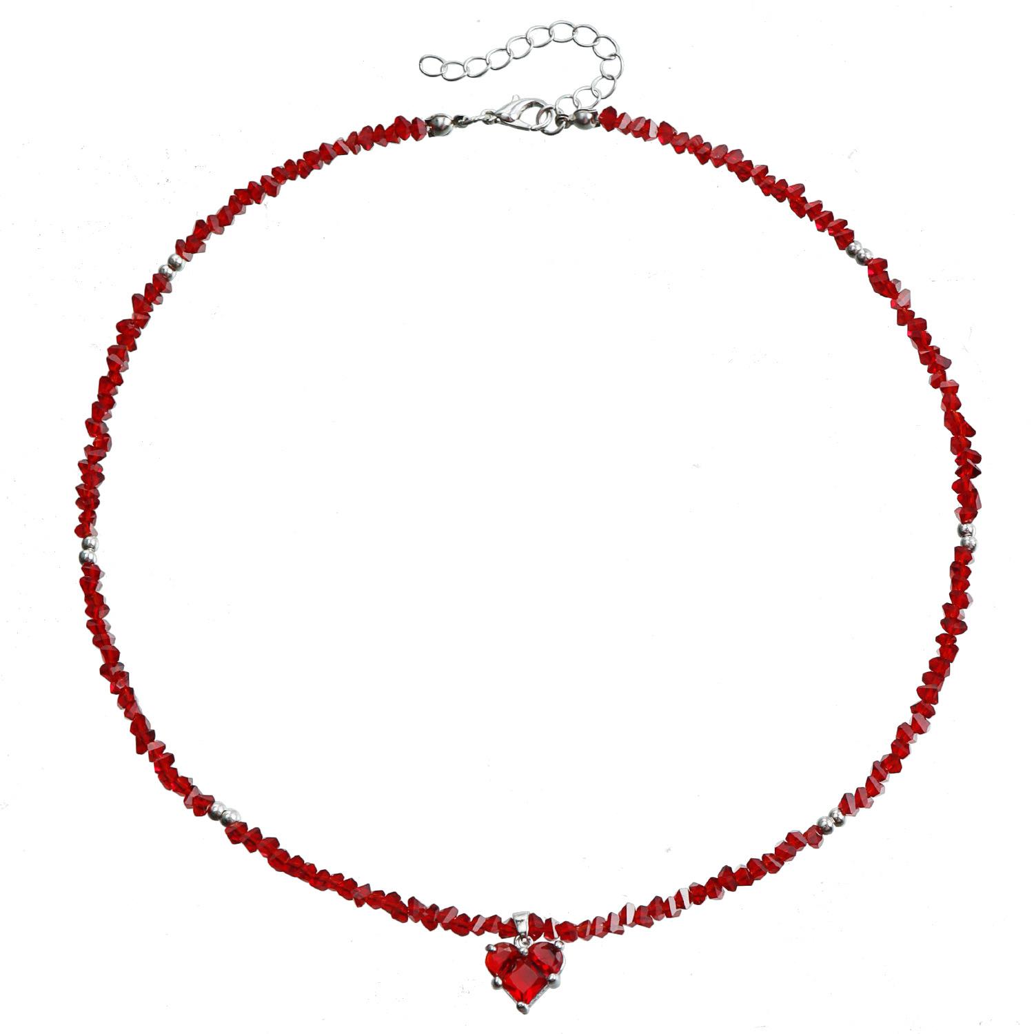 

Accessories Premium Sense Love Pendant Clavicle Chain Glass Rice Beads Handmade Beaded Necklace