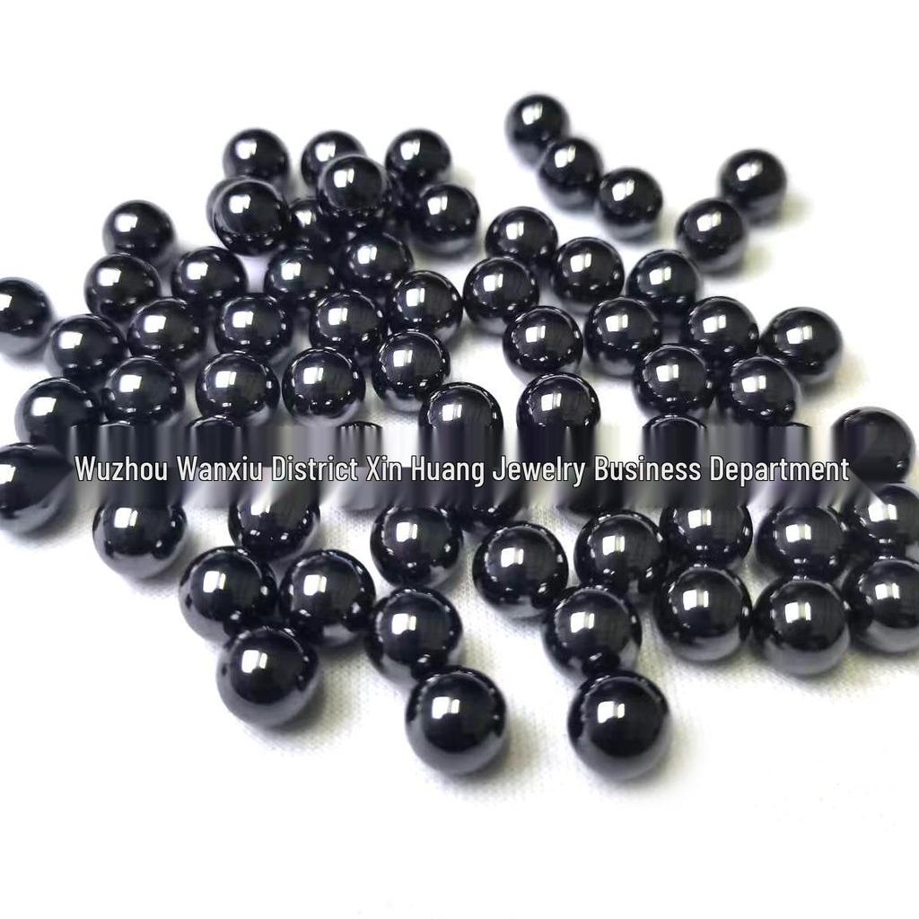 Black Moissanite Round Beads 6-8mm Undrilled Loose Stones