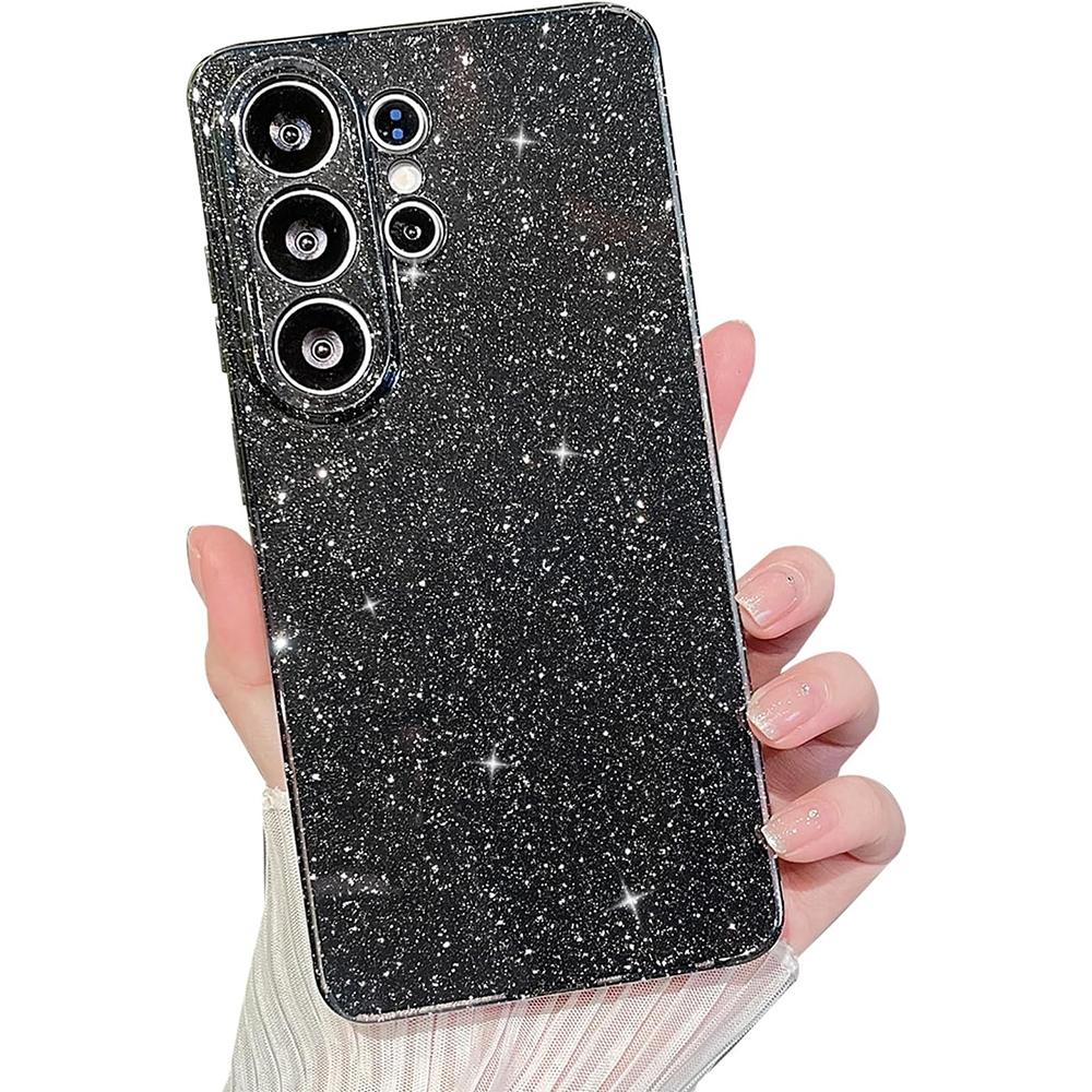 

Милый Глиттерный Ударопрочный Чехол для Телефона для Samsung Galaxy S26 Ultra S25 Plus S24 S23Fe A55 A15 Эстетичный Блестящий Искрящийся Чехол S26 чёрный