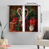 2pcs,2D plane printing Curtain Popular Christmas Candy Canes Holly Gift (4) Polyester Fabric (without rod) Decorations Outdoor