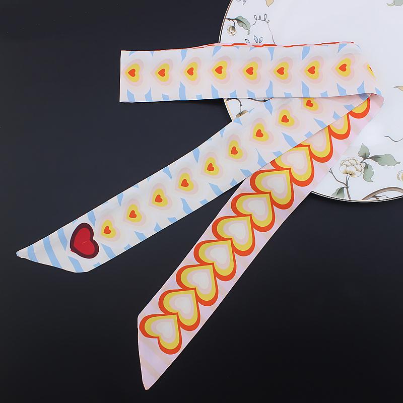 120cm Striped Love Double-layer Simulation Silk Scarf Twill Scarf Small Neck Scarf Tied Hand Small Ribbon Tied Bag Silk scarf