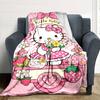 1pc Pink Kitty blanket Lightweight Flannel Throw for Sofa Bed Travel Camping Livingroom Office Couch Chair