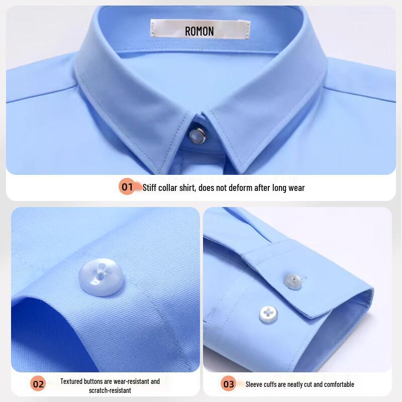 ROMON Women's Bamboo Fiber Wrinkle-Free Collared Shirt