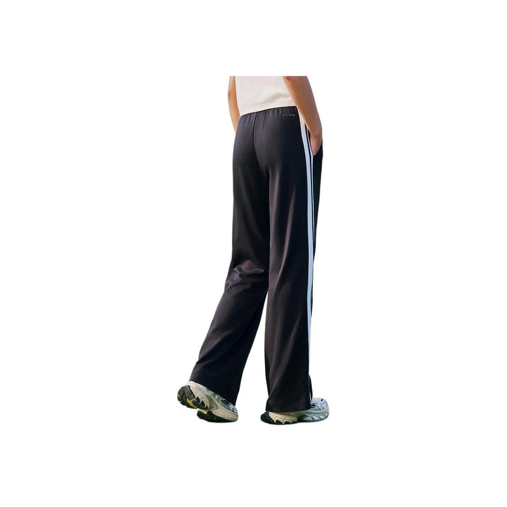 Anta Casual Simple Striped Straight Leg Knitted Sports Pants Women Bottoms Basic-Black 162528311-2