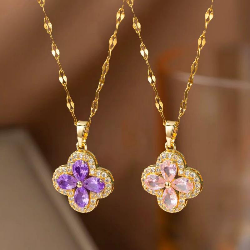 Four-leaf Clover Necklace for Women Fashionable Accessible Luxury Popular Exquisite Clavicle Chain