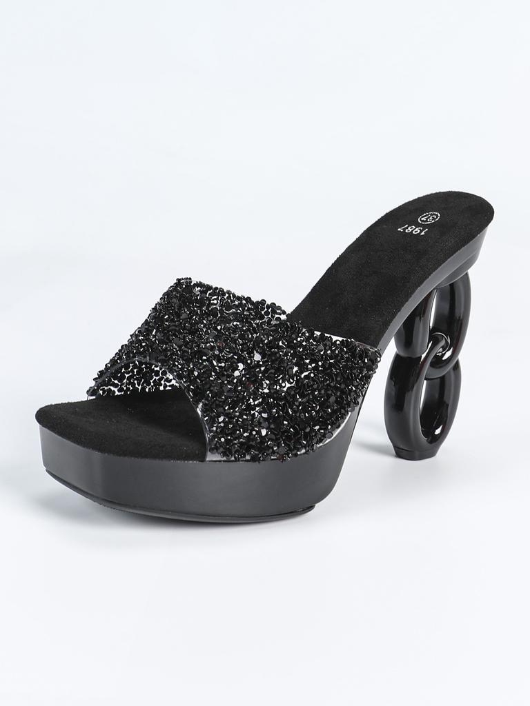 2025 neue 12CM Mode Hochzeit Sexy Auto Modell Transparent Nachtclub Kristall Quadratischen Kopf Nicht-slip Hausschuhe LFD-1988-Q8