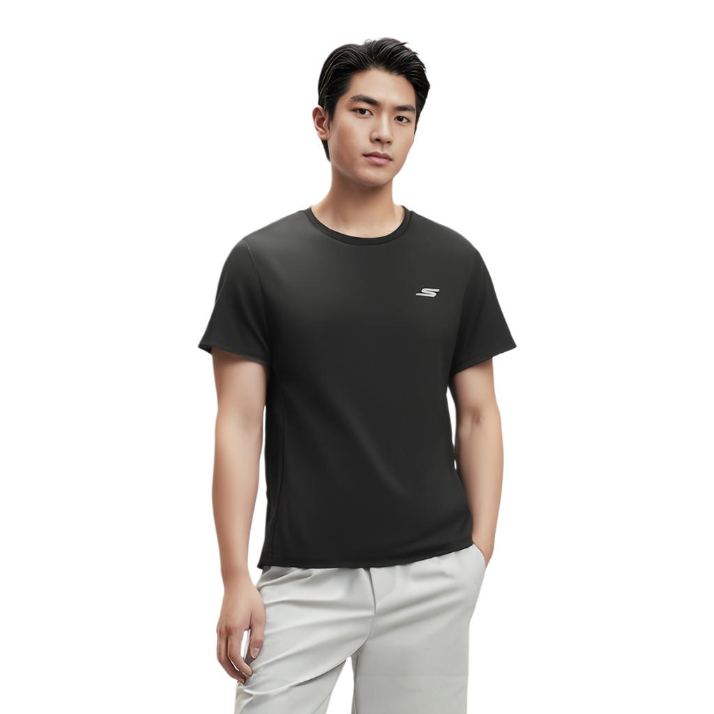 Skechers Godri Comfortable Sports Series Versatile Simple Trendy Short Sleeve T-Shirt Men Tops Black P325M042-0018