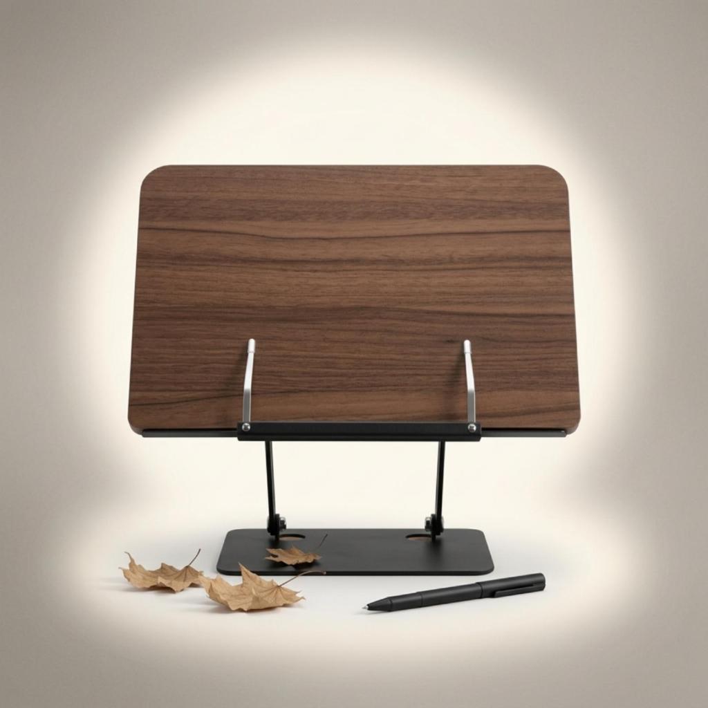 Desktop Reading Stand Adjustable Rotating Book Holder Wooden for Desk, Classroom