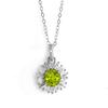 S925 Silver Sunflower Pendant Necklace with Natural Crystal, Micro Pave CZ Choker for Women