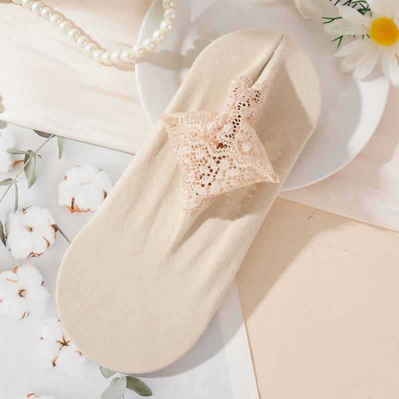 Women's Autumn Winter Thickened Warm Fleece Socks Lace Ankle Socks Non-slip Floor Socks