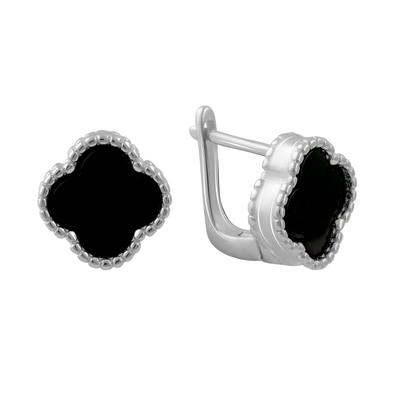 Silver Earrings with Natural Onyx (2082422)